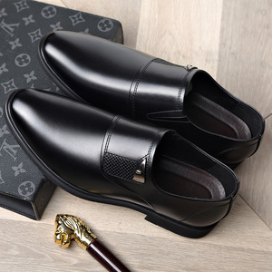 Black Leather <b>Dress</b> Shoes For <b>Men</b> Breathable Slip On Office Career Formal Wear - Product Image 4