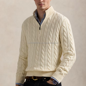 Suéter de Cuello Redondo de Alta Calidad para Hombre con Logotipo de Animal Bordado, Pullover con Media Cremallera, Pullover de Punto Tipo Polo - Product Image 4