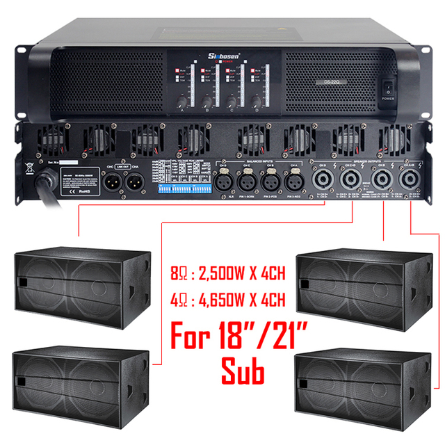 DS22Q PA System Outdoor Concert Sound System Amp 2500W 4650W High Quality Transistors 4 Channel Power Amplifier