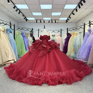 Sweetheart Neckline Coral <b>Red</b> Quinceanera Dress Sleeveless Sweet 15 Dress Ruffle <b>Sequined</b> Tulle Princess Dress Dy6849 - Product Image 3