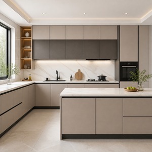 Meubles <span class=keywords><strong>de</strong></span> <span class=keywords><strong>cuisine</strong></span> modernes en mélamine sur mesure avec îlot <span class=keywords><strong>de</strong></span> rangement, <span class=keywords><strong>aménagement</strong></span> flexible et options <span class=keywords><strong>de</strong></span> finition avec dimensions personnalisées - Product Image 1