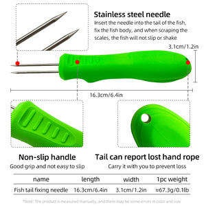 Supporto per Coda di Pesce in Acciaio Inox a Doppio Perno da 16cm, Strumento Antiscivolo per Lavorazione di Pesce Fresco, Uso Domestico e Commerciale - Product Image 2