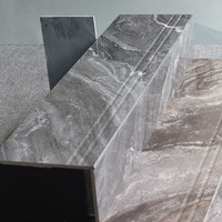 Carreaux de marches d'escalier en céramique et porcelaine émaillée effet marbre gris foncé 1200x300x170mm