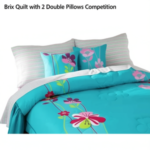 Set Copripiumino Brix con 2 Cuscini Doppi, Motivo Floreale, Materiale in Cotone, Misura Matrimoniale, Per Tutte le Stagioni, Biancheria da Letto - Product Image 1