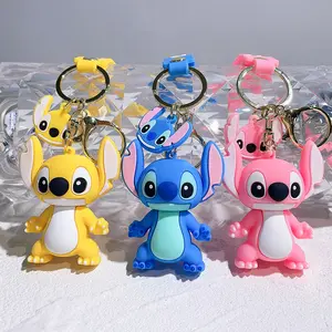 Hot Sale Cute Cartoon Kawaii Stitch Monster Metal PVC Keychain for Girls Key Ring Accessories Kids Gifts Handbag Purse Pen