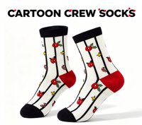 Chaussettes mi-mollet à motifs de dessins animés, en coton doux, respirantes, avec bord élastique, motifs vifs, confortables, élégantes et décontractées