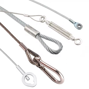 Ensamblaje de cable de cuerda de alambre de acero inoxidable <span class=keywords><strong>galvanizado</strong></span> 7*7 de alta calidad personalizado con extremo de bucle, gancho, tapón, accesorios de terminal de ojo - Product Image 1
