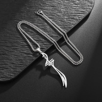 Pendentif Collier Perle Acier Inoxydable Islamique Musulman Zulfikar Imam pour Ali Épée Diamant Chaîne Serpent pour Cadeau Homme Pendentif