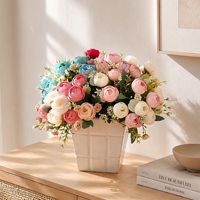 Offre Spéciale : Nouvelle Rose Artificielle YC en Soie Faite Main à 9 Têtes, Modèle Bourgeon de Thé, Idéale pour le Poisson d'avril - Prix Compétitif