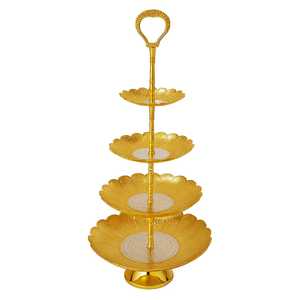 Vintage Style Brass Metal <b>3</b> <b>Tier</b> <b>Cake</b> <b>Stand</b> Decorative Centerpiece for Hotels Weddings and Events - Product Image 1