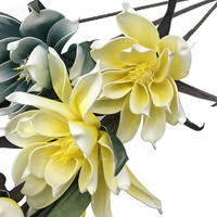 Grand bouquet de magnolias en mousse bleus et jaunes, fleurs artificielles pour la décoration de la maison et des mariages