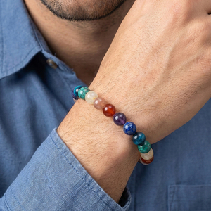 RINNTIN GMB109 Braccialetto Yoga con 7 Chakra in Pietre Naturali, Gioiello Energetico con Perle di Cristallo a Forma di Sfera Classica per Uomini e Donne - Product Image 2