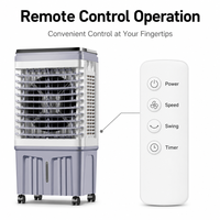 Enfriador de Aire Evaporativo Móvil FJ-820ADLR con Ruedas para Uso Doméstico, Control Remoto, Solo Eléctrico, 5000m/h