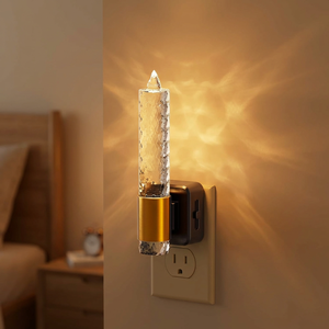 ไฟกลางคืนคริสตัลสีเหลืองอำพันสุดหรู ดีไซน์เทียนไร้เปลวไฟ ปรับความสว่างได้ ไฟ LED สำหรับห้องนอนผู้ใหญ่และเด็ก - Product Image 1