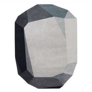 Tapis en laine fait main moderne abstrait tufté à la main à poils longs antidérapant adapté aux animaux domestiques beige marron gris pour usage domestique contemporain - Product Image 5