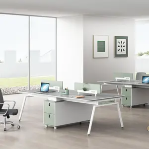 Beliebte einfache Büroarbeit station 4 Sitz moderne Büromöbel Tisch Schreibtisch