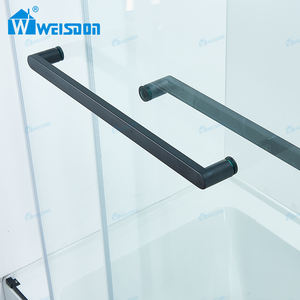 Pantalla de ducha negra mate para <span class=keywords><strong>bañera</strong></span> de vidrio templado doble deslizante sin marco de acero inoxidable Weisdon - Product Image 5