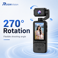 Caméra Vlog DV08 avec stabilisateur de poche, mini caméscope 2K, objectif rotatif à 270°, connexion WiFi via application, écran de 1,97 pouce, Type-C, étanche