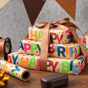 5 meters daily colorful <b>birthday</b> happy large letter fluorescent kraft <b>paper</b> <b>wrapping</b> <b>paper</b> for gift <b>wrapping</b> - Product Image 1