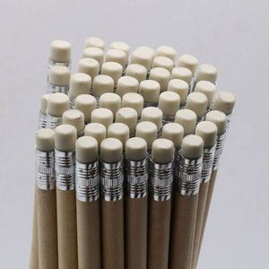 Crayons en bois naturel vierges en gros d'usine avec gomme, forme ronde, 7,5'' HB standard, en vrac à prix abordable - Product Image 4