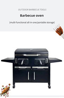 Parrilla de Carbón para Exteriores de Alta Resistencia, Diseño de Gabinete para Ahumar, Barbacoa de Hierro Fundido para Pizza y Asados, Venta al por Mayor