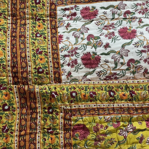 Luxury Design Rajasthani Block Printed Handmade Luxury Comfortable KanthaQuilt Indian Bohemian Bedding Cotton <b>Bedspread</b> Blanket - Product Image 1