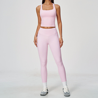 Ensemble de sport personnalisé pour femme : débardeur dos nageur à col carré et legging de yoga moulant pleine longueur – Vente en gros