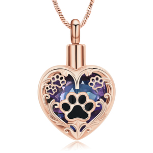 Paw cetak hati kremasi perhiasan hewan peliharaan Urn kalung untuk abu untuk anjing/kucing abu kenang-kenangan perhiasan Memorial - Product Image 5