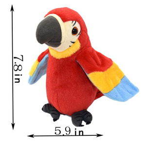 B893 Perroquet Parlant Rouge Répète Ce Que Vous Dites Jouet <span class=keywords><strong>en</strong></span> Peluche Animal Électronique Oiseau Cadeau d'Anniversaire Enfants Perroquet Parlant Personnalisé - Product Image 4