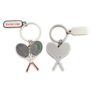 Porte-clés en métal avec LOGO personnalisé, série de sports de raquette de tennis, porte-clés miroir