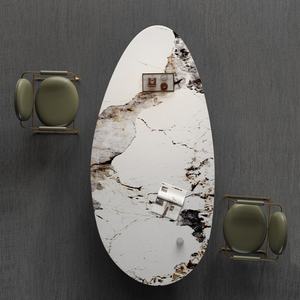 Table à manger rectangulaire de luxe ensemble avec 6 chaises table à manger avec dessus en marbre ensemble 6 chaises - Product Image 2