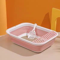 Bac à litière pliable pour chat avec pédale, toilette semi-fermée pour chaton, anti-éclaboussures