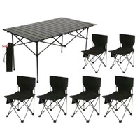 Ensemble table et chaises pliantes d'extérieur transfrontalier, kit de pique-nique portable pour camping, facile à transporter, en acier au carbone et tissu Oxford, mobilier d'extérieur