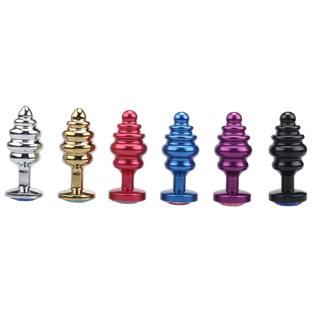 Gold Anal Plug - Spiral Beads Stimulation Thread Anal Massager Gold Anal Plug - Spiral Beads Stimulation Thread Anal Massager