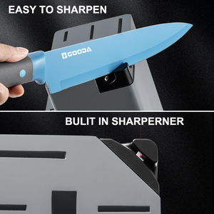 <span class=keywords><strong>11</strong></span> cái thép không gỉ đầy màu sắc dao nhà bếp thiết lập với khối gỗ và mài - Product Image 4