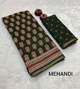 Modern Designer Soft <b>Linen</b> Saree with Zari Weaving Border and Beautiful Digital Print for Parties - Product Image 5