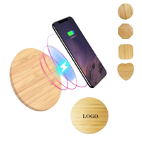 Chargeur USB en bambou sans fil écologique 15W à charge rapide Cadeaux promotionnels durables avec diverses formes et logo imprimable