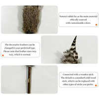 Jouet pour chat en fourrure de lapin personnalisé OEM, baguette interactive pour chat en plumes naturelles, jouet de stimulation pour animaux de compagnie, vente en gros
