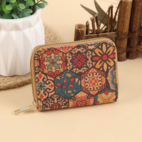 Portefeuille court pour femmes tendance, blocage RFID, cuir PU, porte-monnaie multifonctionnel, vente en gros, style ethnique floral