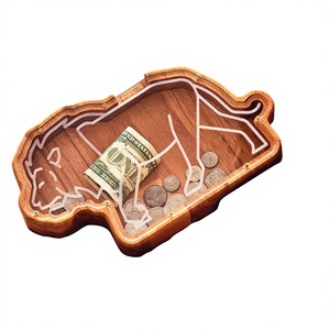 <span class=keywords><strong>Hucha</strong></span> de madera personalizada con forma de animal tallado a medida, regalo decorativo para niños, ideal para fiestas. - Product Image 1