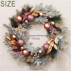 24 Inch Collapsible Christmas Wreath for Front <strong>Door</strong> With Lights Artificia <strong>Reef</strong> Indoor Outdoor Decorations - Product Image 2