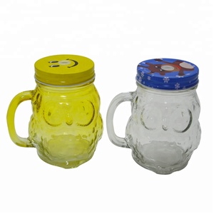 Producto caliente de <span class=keywords><strong>la</strong></span> forma del buho tapa paja <span class=keywords><strong>restaurante</strong></span> mason jar con mango - Product Image 1