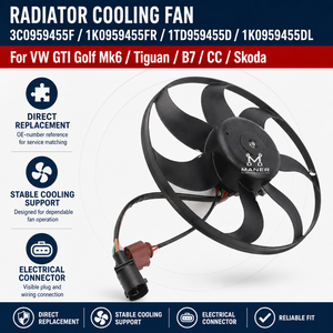 Ventilador de refrigeración del radiador MANER 3C0959455F / 1K0959455FR / 1TD959455D / 1K0959455DL compatible con VW GTI Golf Mk6 Tiguan B7 CC Skoda - Product Image 4