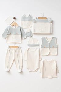 <span class=keywords><strong>Set</strong></span> di 10 Pezzi per Neonati con Motivo Elefantino, Abbigliamento Ospedaliero 100% Cotone, Estivo Casual Unisex - Product Image 2