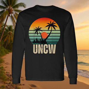 T-shirt a maniche lunghe Uncw Vintage Sunset, regalo per ex studenti, abbigliamento universitario - Product Image 3