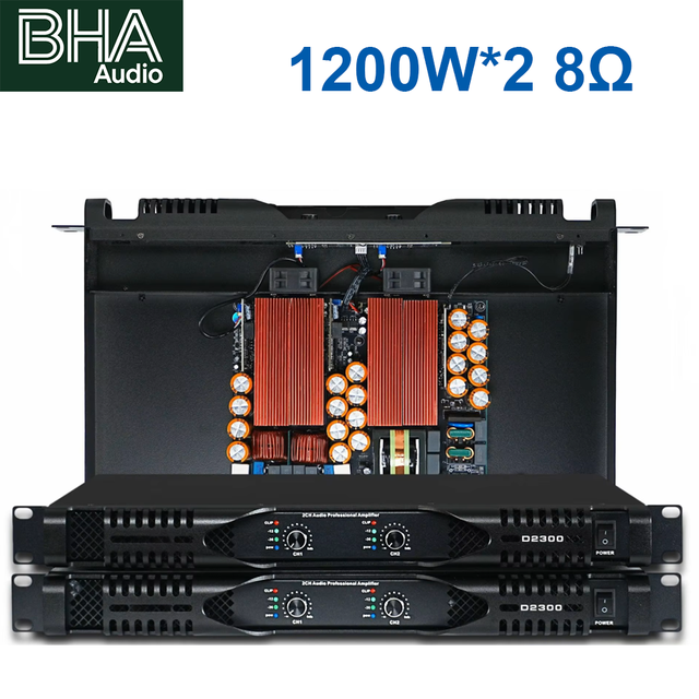 BHA D2300 1U Digital Power Amplifier 1200W*2 8Ω 2 Channel Pure Power Amplifier for Singing Performance Wholesale Price OEM