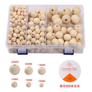 Perles en bois Crystal Tec 10mm 12mm 14mm 18mm 20mm 25mm rondes pour la fabrication de bracelets, coffret - Product Image 1