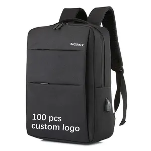 Mochila para laptop de negócios com logotipo personalizado, mochila impermeável de grande capacidade para homens e mulheres, mochila escolar com USB, bolsa para laptop