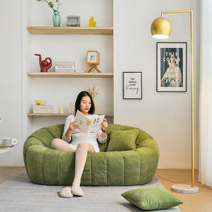 Canapé ovale en laine d'agneau avec rembourrage en mousse, meubles de salon confortables pour adultes, design minimaliste moderne - Product Image 2