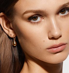 Golden Simple Fine Jewelry 18k Gold Plated 925 <b>Sterling</b> <b>Silver</b> <b>Drop</b> Shape Stud <b>Earrings</b> - Product Image 2